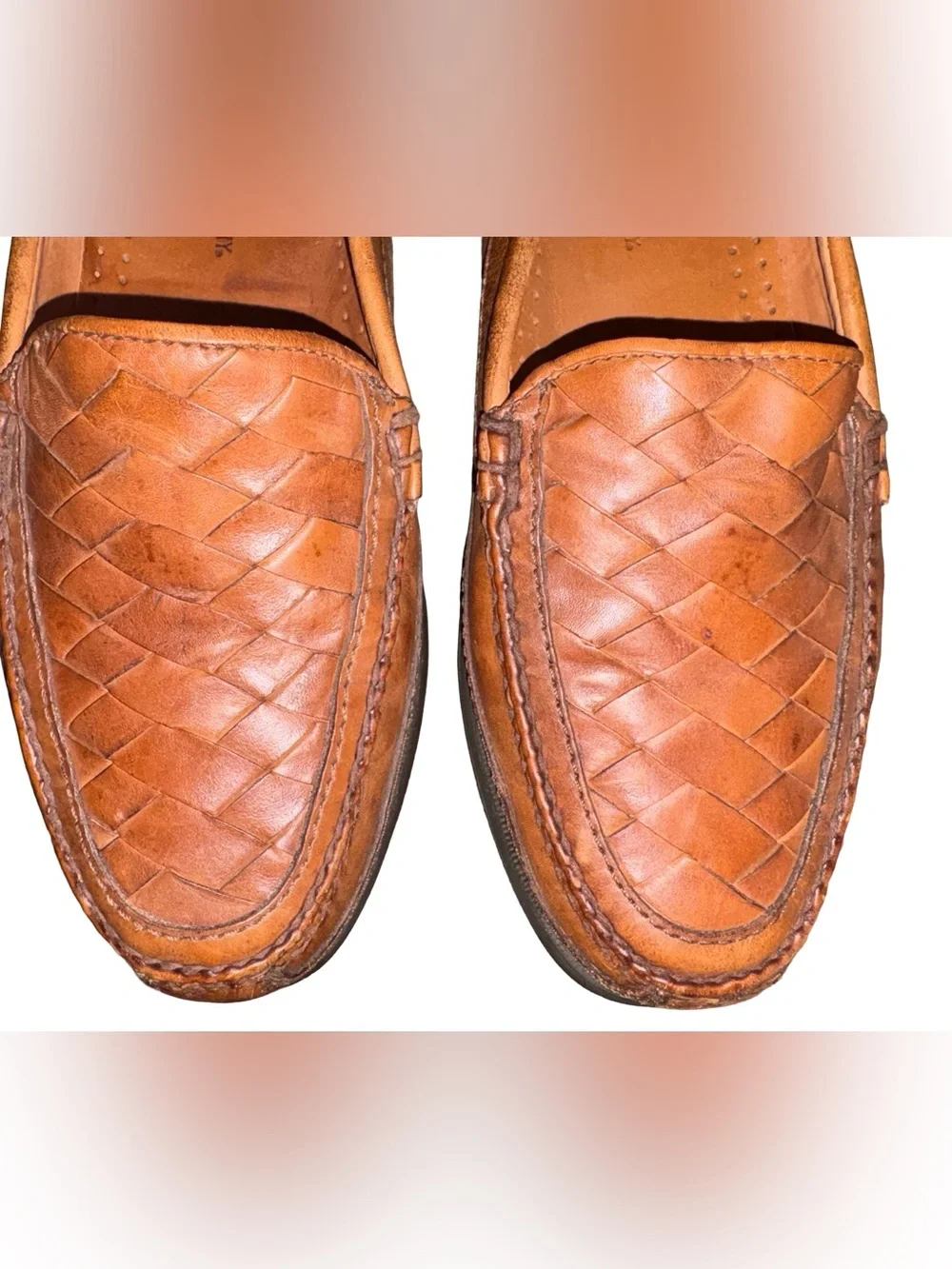 Johnston & Murphy Woven Leather Loafers Mens 13M Brown Basketweave Slip On